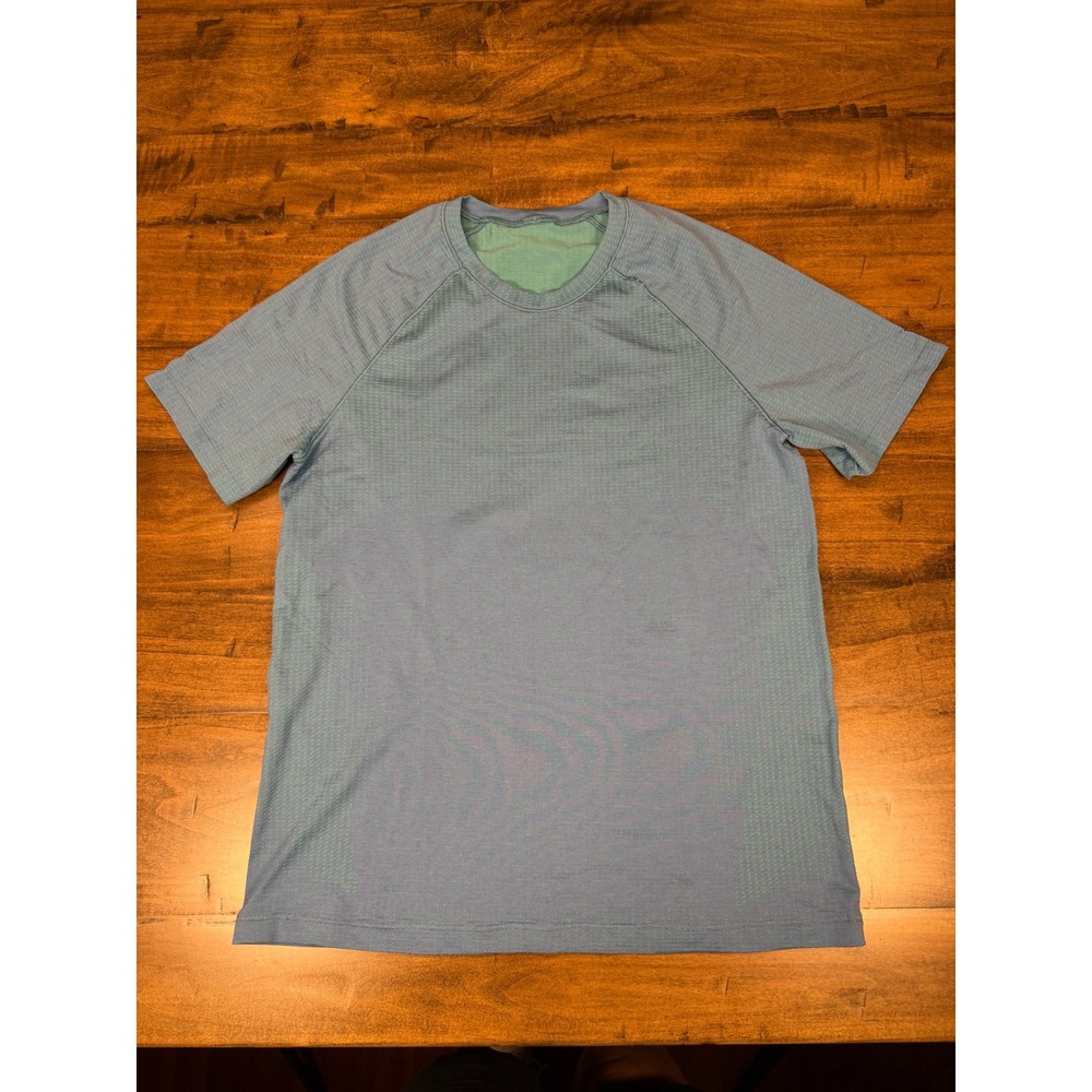 Lululemon Mens Metal Vent Tech Short Sleeve Shirt Blue Green Heathered Size M